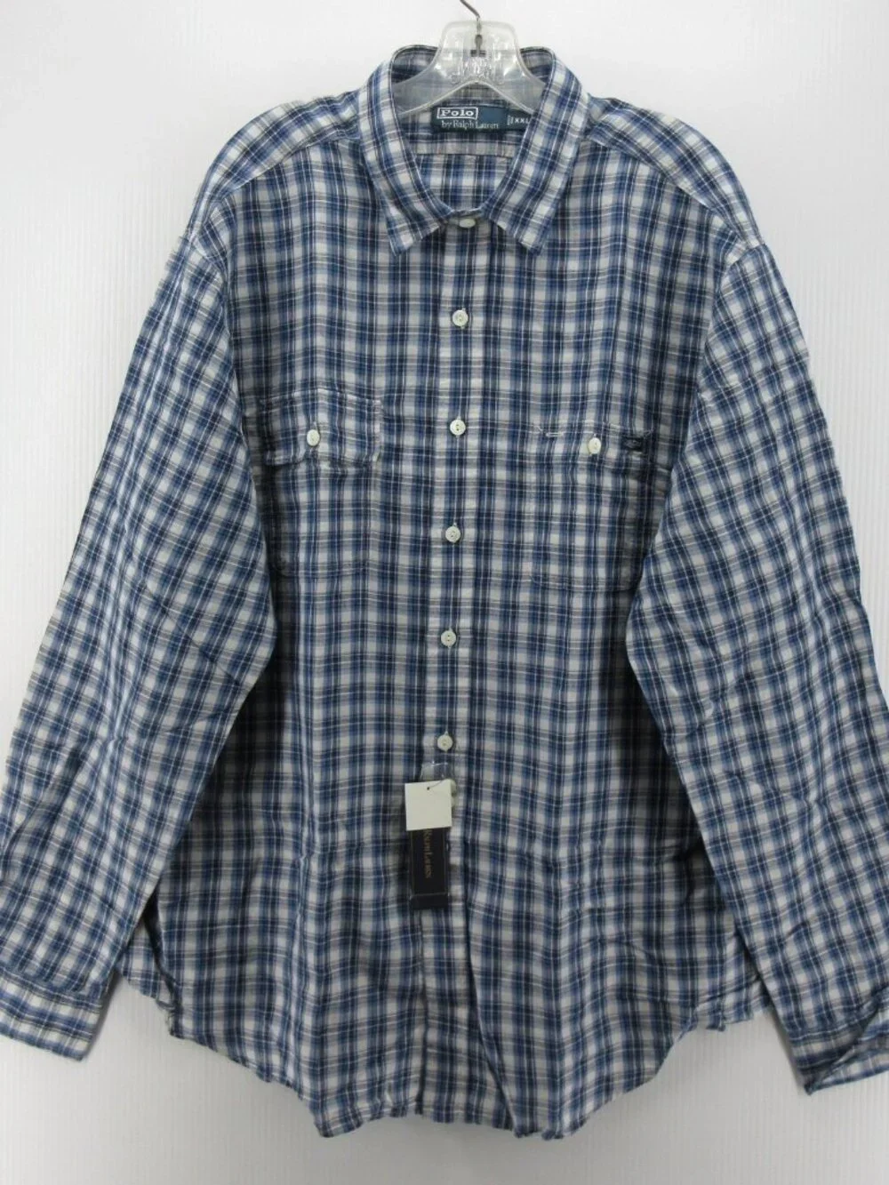 Polo Ralph Lauren Shirt XXL Linen Blend Plaid Button Down Preppy Woven
